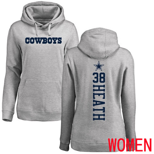 Women Dallas Cowboys Ash Jeff Heath Backer #38 Pullover NFL Hoodie Sweatshirts->nfl t-shirts->Sports Accessory
